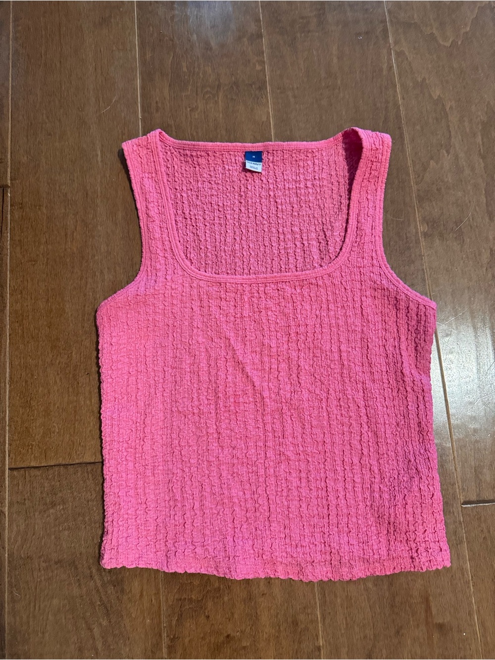 Old Navy Pink Textured Square-Neck Tank Top size medium